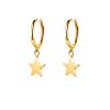 Pendientes Aro Estrella Oro. Pendientes aro con estrella colgante dorados realizados en plata de ley 925 chapados en oro 18 k.