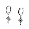 Pendientes Aro Cruz Negra Plata