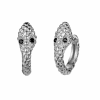 Pendientes de aro Serpiente Ojos Plata. Pendientes aros de oro en forma de serpiente con ojos negros. Pendiente de animales.