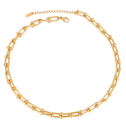 Collar de Cadena Hedonista Dorado. Hecho en acero inoxidable. Collar de Cadena dorado con eslabones. Combínalo con otros collares.