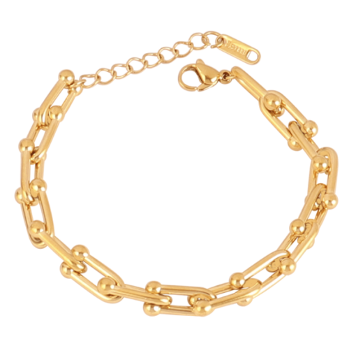 Pulsera Cadena Hedonista Dorada. Hecha en acero inoxidable. Pulsera de Cadena dorado con eslabones. Combínalo con otras pulseras.
