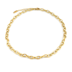 Collar de Cadena Eslabones Oro. Collar de Cadena dorado con eslabones hecho en acero inoxidable. Combínalo con otros collares.