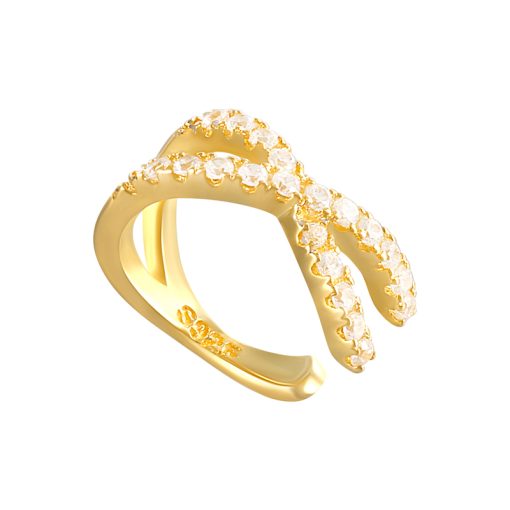 Pendiente Ear cuff Luchi Oro. Dorado mini en oro con pequeños diamantes. Pendiente de aro sin agujero para piercings elegantes. 