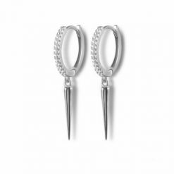 Pendientes de moda Punk Oro Plata dorados plateados. Pendientes de aro mini de plata y oro con pequeños diamantes y colgante de pincho.