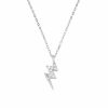Colgante Rayo Plata. Collar de cadena plateada fina con un mini charm en forma de rayo con circonitas en plata de ley 925