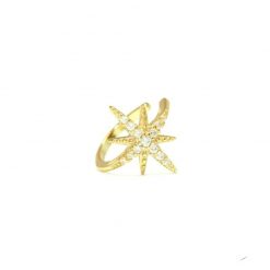 Pendiente Earcuff Orión Oro Plata Pendiente Earcuff dorado plateado con estrella bañada en paré de diamantes. Pendiente sin agujero de oro.