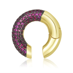 Pendiente Ear cuff Shiny Blanco Oro 18k. Pendientes ear cuff dorados de oro con brillantes de varios colores. Pendientes sin agujero.