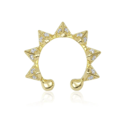 Pendiente Ear cuff Orión Oro 18k. Pendiente sin agujero dorado en forma de estrella de plata de ley 925 bañada en oro 18k con circonitas.