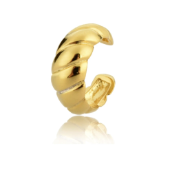 Pendiente Ear cuff Gallonado Oro 18k. Pendientes ear cuff dorados de plata de ley 925 bañado en oro 18k. Pendientes sin agujero.