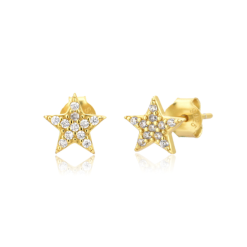 Los Pendientes Estrellita Brilli Oro son tan pequeños que puedes dormir con ellos. Muy estilosos, iluminan el rostro. Pendientes Mini de oro en forma de estrella con brillantito.