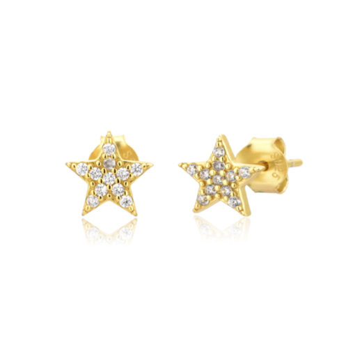 Los Pendientes Estrellita Brilli Oro son tan pequeños que puedes dormir con ellos. Muy estilosos, iluminan el rostro. Pendientes Mini de oro en forma de estrella con brillantito.