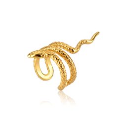 Pendiente Ear Cuff Serpiente Sneaky Oro. Piercing pendiente sin agujero dorado hecho en plata de ley 925 bañado en oro 18k.