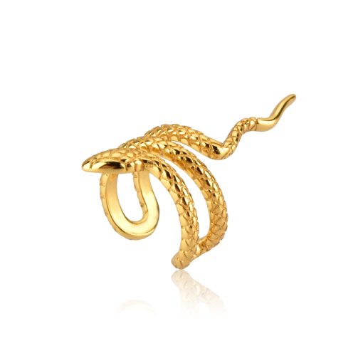 Pendiente Ear Cuff Serpiente Sneaky Oro. Piercing pendiente sin agujero dorado hecho en plata de ley 925 bañado en oro 18k.