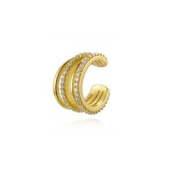 Elegante Ear Cuff West Oro 18k. Pendiente para piercing sin agujero en color dorado. Plata de ley bañada en oro con circonitas.