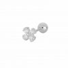Pendiente Pétalos plata. Ideales pendientes mini de oro con diamantitos y piedras. Llevar como joya principal o como piercing.