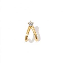 Pendiente Piercing Drop Oro ideal en el agujero principal y en piercings. Piercing en oro con diamantes y cierre de rosca.