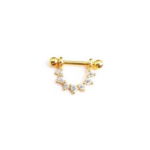 El pendiente Piercing U Brillantes Oro ideal en el agujero principal como en piercings. Piercing en oro con diamantes y cierre de rosca.