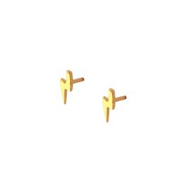 Pendientes pequeños Mini Rayo Oro son perfectos como joya minimalista. Pendientes mini en forma de rayo de oro.