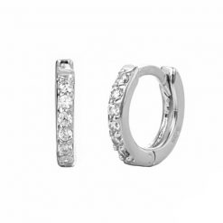 Pendientes criollas Emily Plata. Ideales pendientes de aro en plata de ley con pequeños diamantes. Un clásico.
