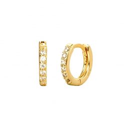 Pendientes criollas Mini Emily Oro. Ideales pendientes de aro en plata de ley con pequeños diamantes. Un clásico.