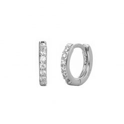 Pendientes criollas Emily plata. Ideales pendientes de aro en plata de ley con pequeños diamantes. Un clásico.