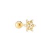 Pendiente Copo de nieve Oro. Ideales pendientes mini de oro con diamantitos y piedras. Llevar como joya principal o como piercing.
