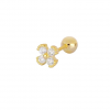 Pendiente Pétalos Oro. Ideales pendientes mini de oro con diamantitos y piedras. Llevar como joya principal o como piercing.