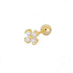 Pendiente Pétalos Oro. Ideales pendientes mini de oro con diamantitos y piedras. Llevar como joya principal o como piercing.