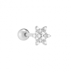 Pendiente Copo de nieve Plata. Ideales pendientes mini de Plata con diamantitos y piedras. Llevar como joya principal o como piercing.