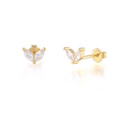 Pendientes Stud Diamantes Oro. Pequeños pendientes mini chapados en oro 18k con piedras de colores de moda.