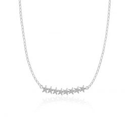 Colgante Estrellitas Plata. Colgante de cadena dorada finita con estrellitas de diamantes.