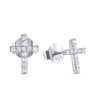 Pendientes de Cruz Brillantes Plata. Pequeños mini Pendientes cruz mujer en plata de ley 925 con circonitas.