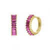 Pendientes Aro Rosa Oro con piedras de colores. Pendientes de Aro hechos en plata de ley 925 bañados en oro 18k con circonitas rosas.