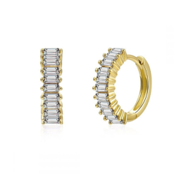 Pendientes Aro Brillantes Oro con piedras de colores. Pendientes de Aro hechos en plata de ley 925 bañados en oro 18k con circonitas.