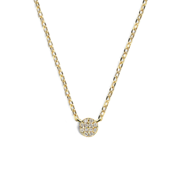 Colgante Medallón Everwhite Oro. Collar dorado con pequeño medallón bañado en circonitas. Hecho en plata de ley 925 y bañado en oro 18k.