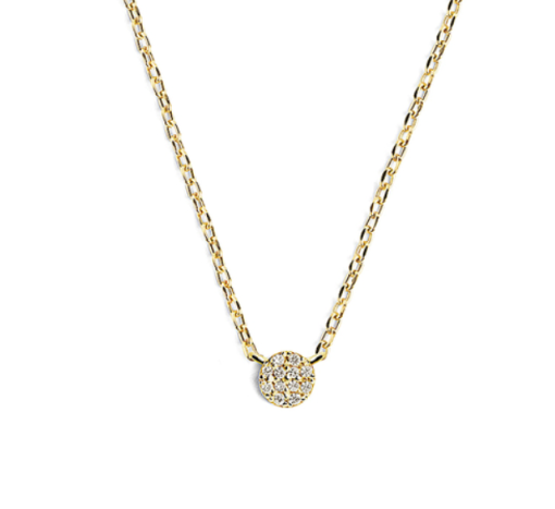Colgante Medallón Everwhite Oro. Collar dorado con pequeño medallón bañado en circonitas. Hecho en plata de ley 925 y bañado en oro 18k.