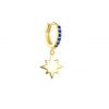 Pendiente de Aro Estrella Azul en oro 18 k o plata de ley 925. 1 Pendiente individual Aro con piedras de color, y charm colgante de estrella.