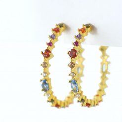 Pendientes Aro Multicolor Oro