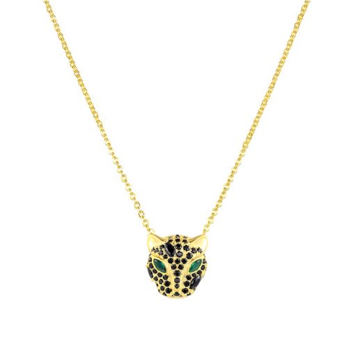 Precioso colgante Puma Diamante Negro Oro. Colgante dorado con charm en forma de puma y cadena hecho en oro 18k.