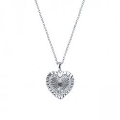 Colgante Corazón Plata Péndulo. Colgante corazón oro 18 k. Fina cadena dorada con colgante charm en forma de corazón labrado.