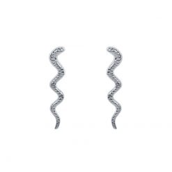 Pendientes Serpiente Largos Plata. Joyas de animales, pendientes serpiente de plata colgantes, con cierre de presión, en plata de ley 925.