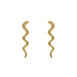 Pendientes Serpiente Largos Oro. Pendientes serpiente oro con cierre de presión, realizados en plata de ley 925 bañada en oro 18k.
