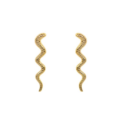 Pendientes Serpiente Largos Oro. Pendientes serpiente oro con cierre de presión, realizados en plata de ley 925 bañada en oro 18k.