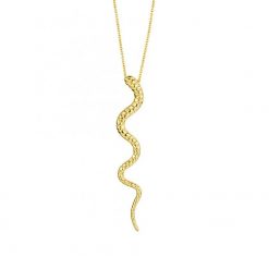 Colgante serpiente oro. Cadena dorada fina con charm colgante en forma de serpiente en plata de ley bañada en oro 18 k.