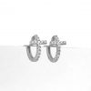Pendientes Mini Cruz Plata. Pendientes de Aro pequeños dorados plateados en forma de cruz con pequeños diamantes.