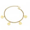 Pulseras con monedas en dorado y plateado. Pulsera y charms realizados en acero inoxidable en color oro o plata.