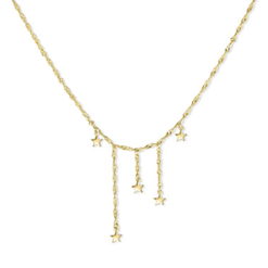 Colgante Estrellas Oro (plata de ley bañada en oro 18k). Colgante de cadena dorada finita con pequeñas estrellas doradas que cuelgan.