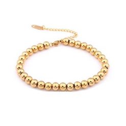 7 Pulsera Bolas Doradas en varios tamaños (4mm, 5mm, 6mm, 7mm y 8mm) extensible con cierre de mosquetón. Llévala sola o en combinación.