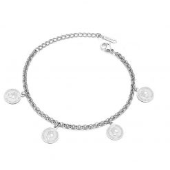 Pulseras con monedas en dorado y plateado. Pulsera y charms realizados en acero inoxidable en color oro o plata.