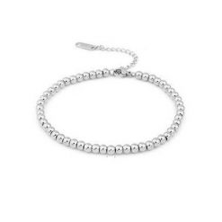4 Pulsera Bolas Doradas en varios tamaños (4mm, 5mm, 6mm, 7mm y 8mm) extensible con cierre de mosquetón. Llévala sola o en combinación.